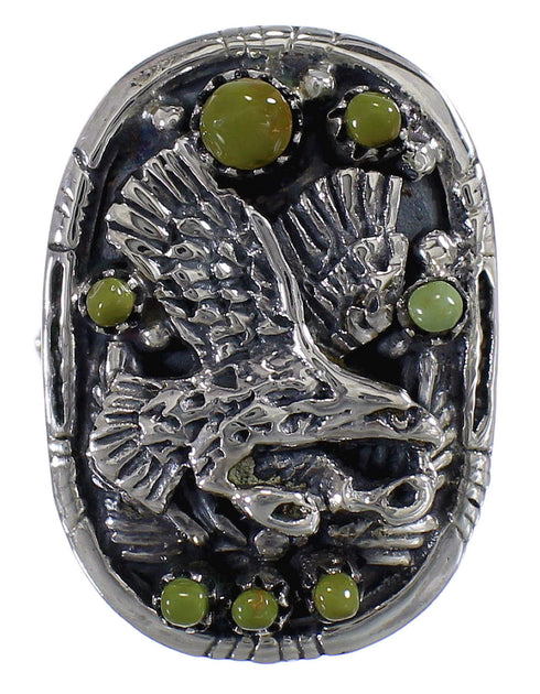 Authentic Sterling Silver Turquoise Eagle Ring Size 6-1/2 RX80556